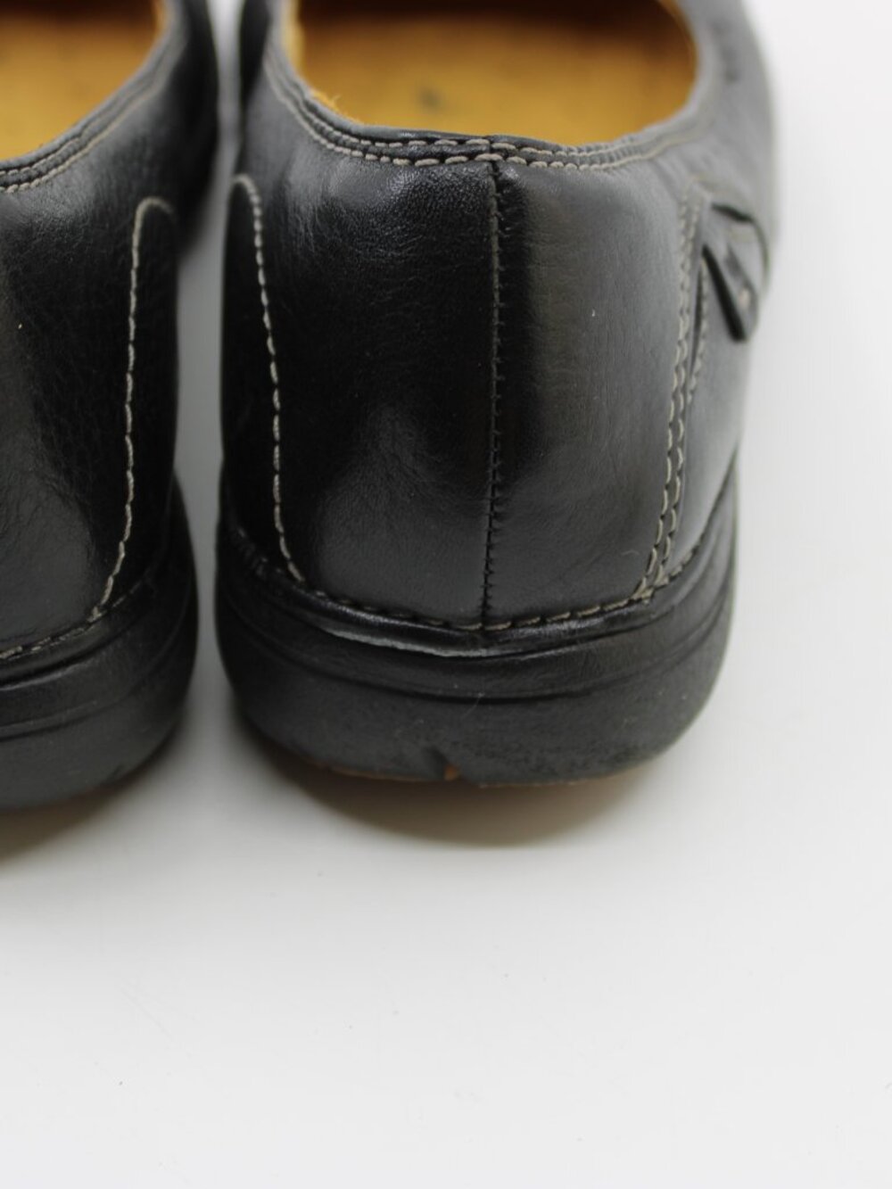 Clarks structured Women Wedge Shoes 8M Black Leather Cushion Casual - Picture 4 of 7